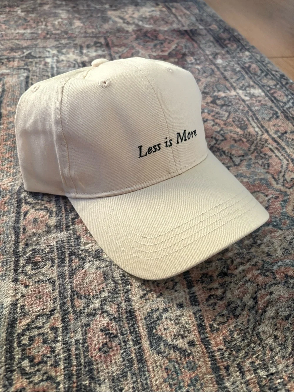 Merit Beauty - “Less is More” Embroidery - Minimalist Cream Baseball Cap (NEW)